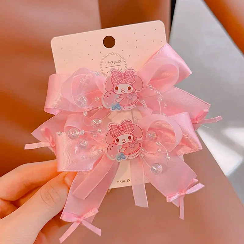 2Pcs Sanrio Kuromi My Melody Cinnamoroll Hairpin Lovely Bow Hair Clip for Girls Toddler Girl Accessories