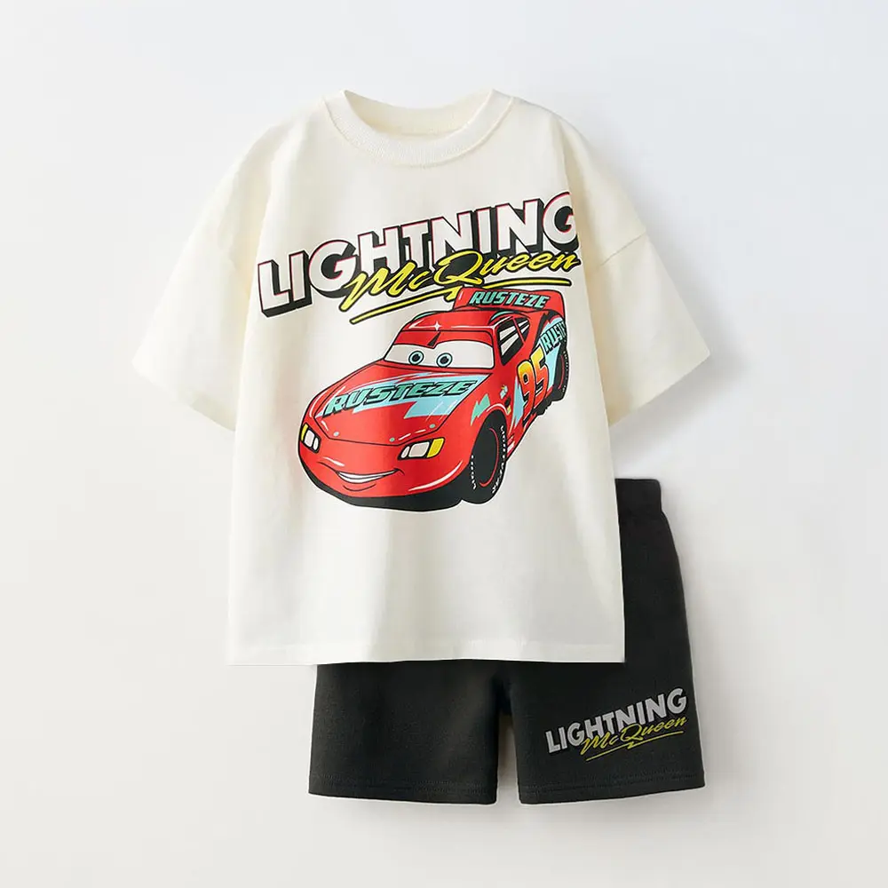 2Pcs Baby T-Shirt Outfits New Cartoon Kids Tees Solid Color Versatile Shorts Boys Child Short Sleeve Outdoor Wear Sets