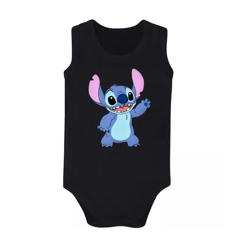 Cartoon Baby Clothes for Summer Cute Stitch Mickey Mouse Printed Sleeveless Rompers 1-18M Cotton Newborn Infant Jumpsuits