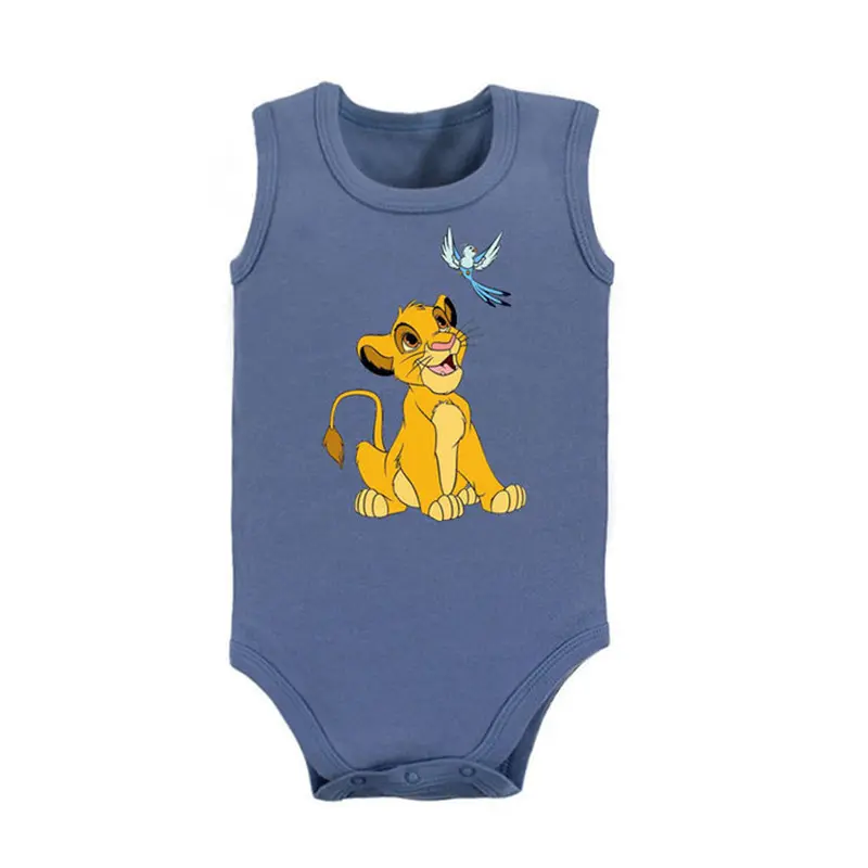 Cartoon Baby Clothes for Summer Cute Stitch Mickey Mouse Printed Sleeveless Rompers 1-18M Cotton Newborn Infant Jumpsuits