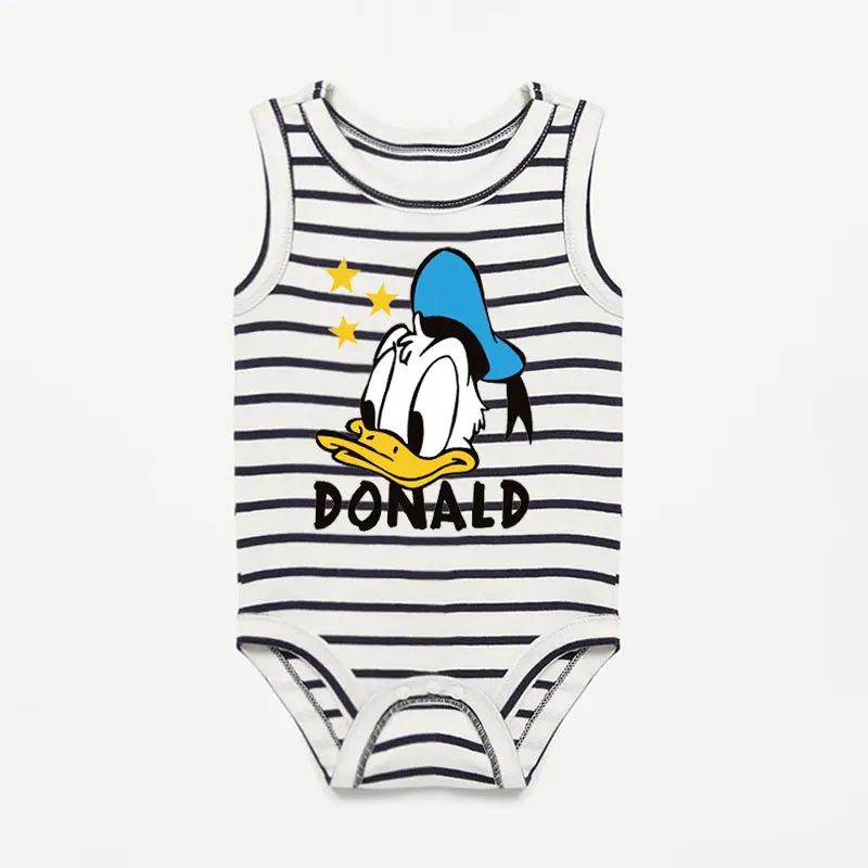 2Pcs Mickey Mouse Donald Duck Printed Baby Rompers Summer Cute Infant Boy Girl Bodysuits Cotton Baby Clothes for 1-18months