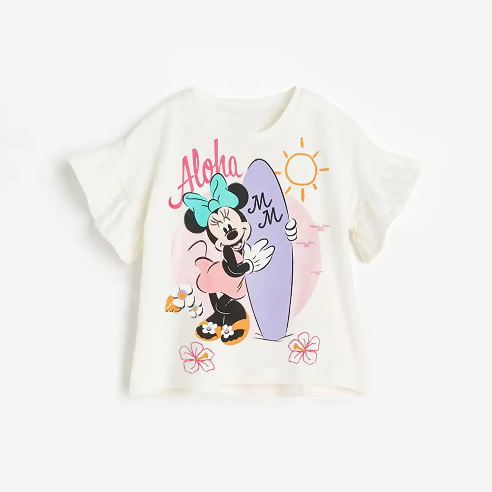 Cute Baby Girl Tshirts Minnie Mouse Fashion Girls Tees Toddler Kids Tops Stitch Cartoon Print Children Clothes Summer