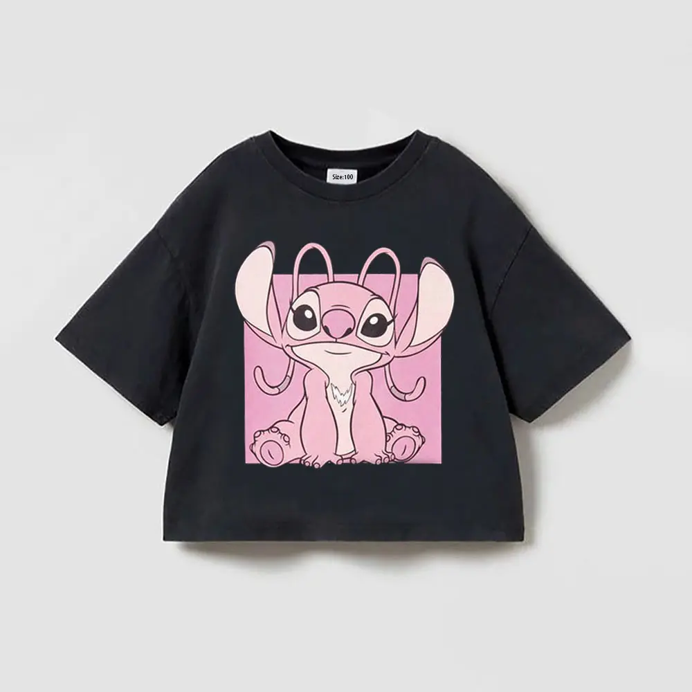 Cute Baby Girl Tshirts Minnie Mouse Fashion Girls Tees Toddler Kids Tops Stitch Cartoon Print Children Clothes Summer