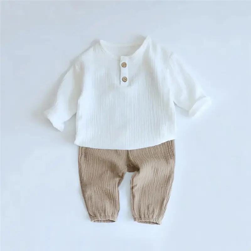 1-6Years Summer Boys Clothes Set Solid Color Organic Cotton Top + Shorts 2Pcs Kids Baby Clothes