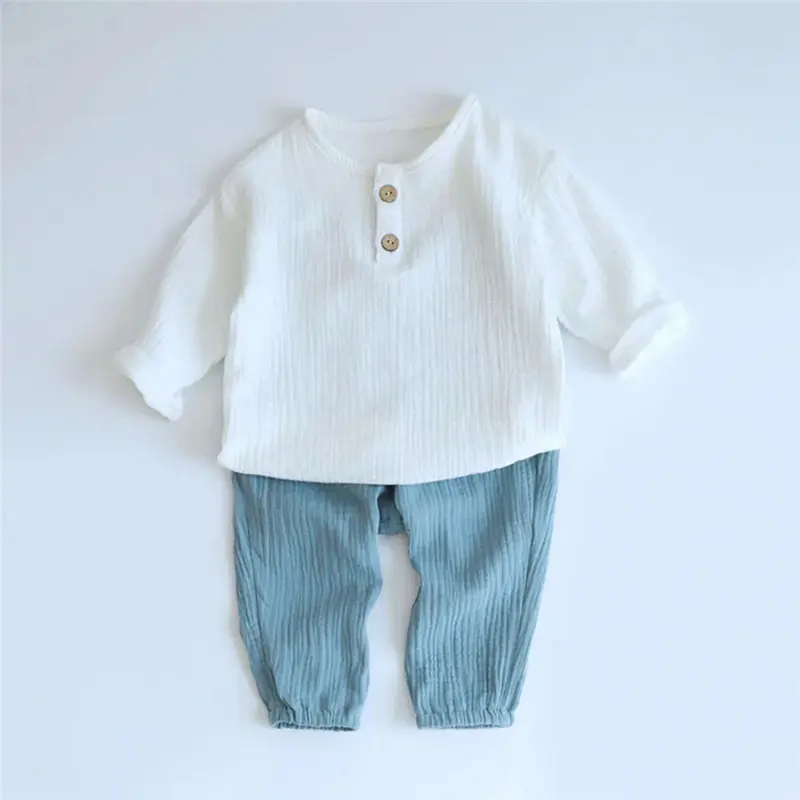 1-6Years Summer Boys Clothes Set Solid Color Organic Cotton Top + Shorts 2Pcs Kids Baby Clothes