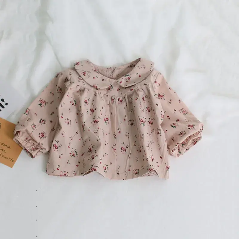 Baby Girls Floral Blouse For 0-2 Years Spring Autumn Long Sleeve Cotton Baby Girl Blouse Shirt Kids Girls Newborn Baby Clothes