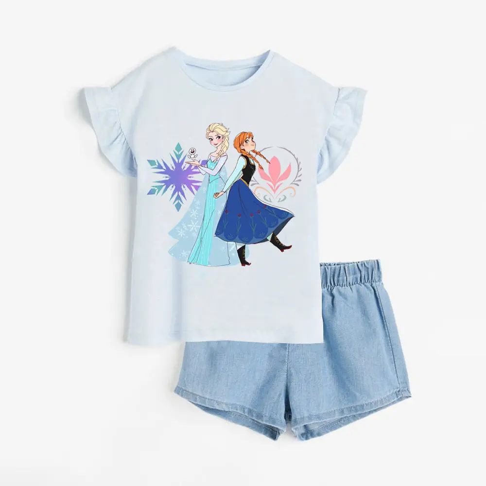 2Pcs Minnie Mouse Baby Girl Clothes Sets for 1-6Y Girl Short Sleeve T-shirt + Causal Shorts Infant Girl Clothes Children Clothes