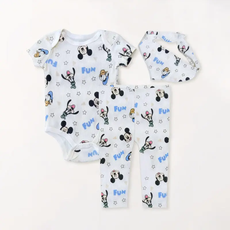 3Pcs/2Pcs Baby Clothes Sets Cute Mickey Minnie Mouse Printed Bodysuit + Pant Spring Summer Cotton Homewear Outfits for Infant