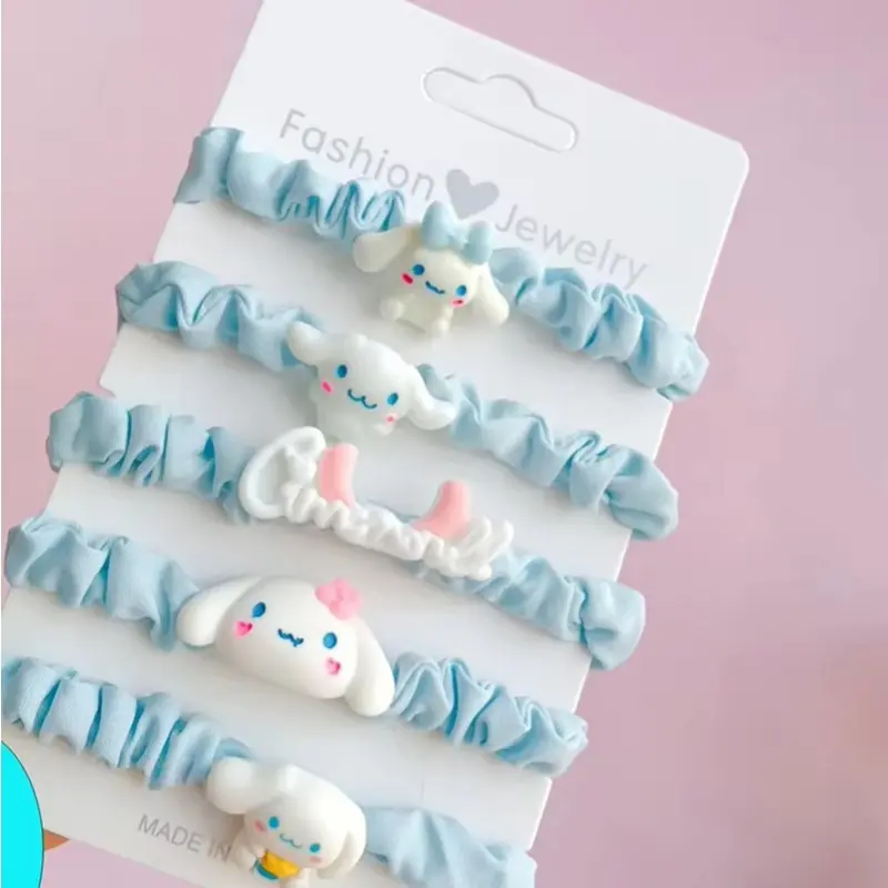 5Pcs Cute Sanrio Hair Rope for Girls Hello Kitty Hair Accessories Toddler Girl Headwear Gifts