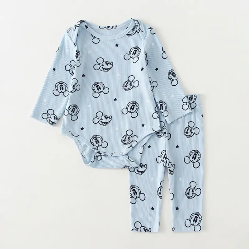 3Pcs/2Pcs Baby Clothes Sets Cute Mickey Minnie Mouse Printed Bodysuit + Pant Spring Summer Cotton Homewear Outfits for Infant