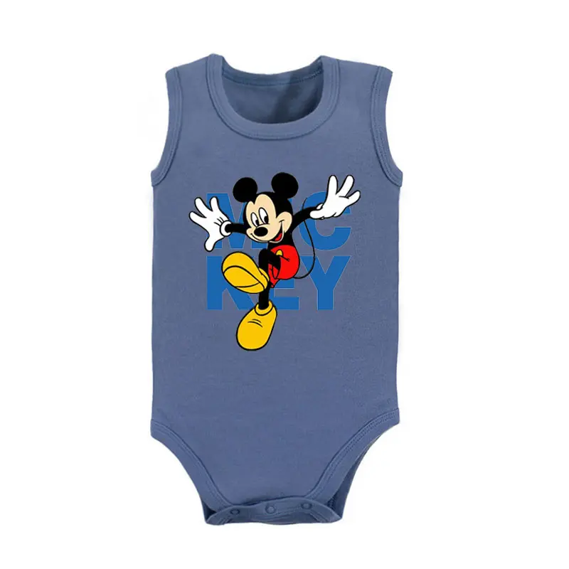 Fashion Sleeveless Baby Boy Romper Donald Duck Mickey Mouse Print Baby Clothes Summer Cotton Jumpsuits for Infant