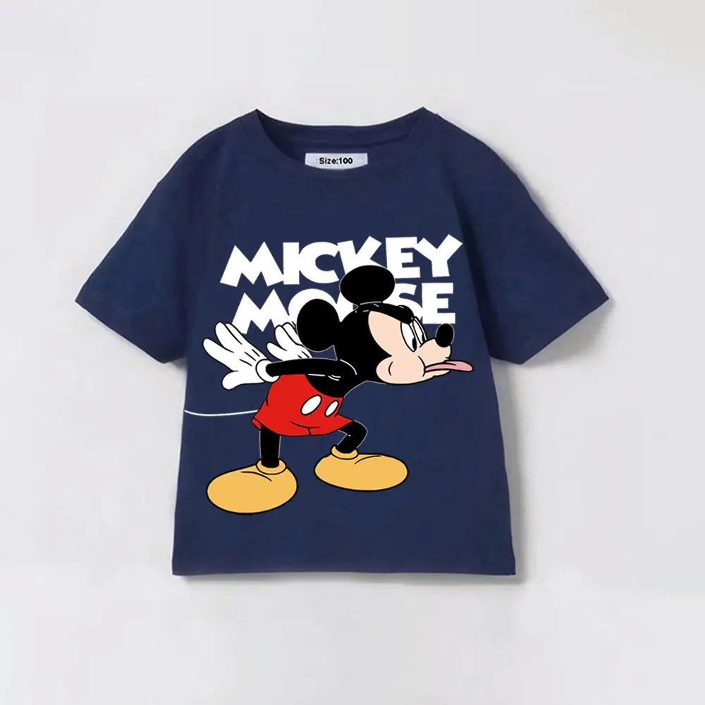 Summer Kids T-shirt Car Print Short Sleeve Mickey Tees For Baby Boys Casual Loose Round Neck Tops Thin Versatile Base Shirt
