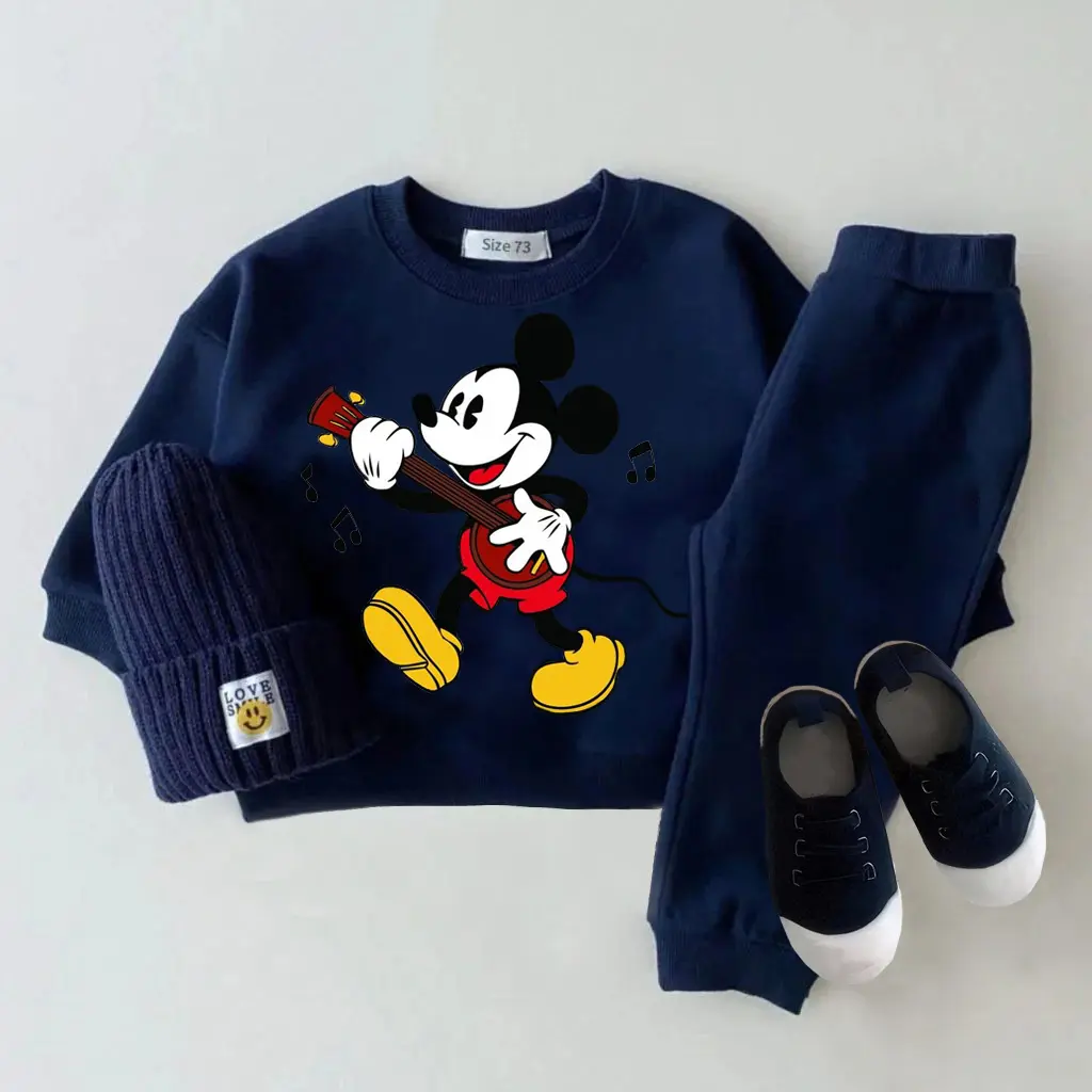 Autumn Baby Clothes Set Mickey And Minnie Print Baby Hoodies Casual Sports Toddler Suits Cartoon Baby Tops + Sweatpants 2PCS