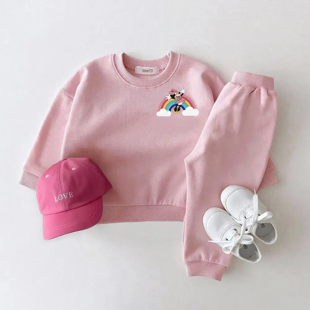Autumn Baby Clothes Set Mickey And Minnie Print Baby Hoodies Casual Sports Toddler Suits Cartoon Baby Tops + Sweatpants 2PCS