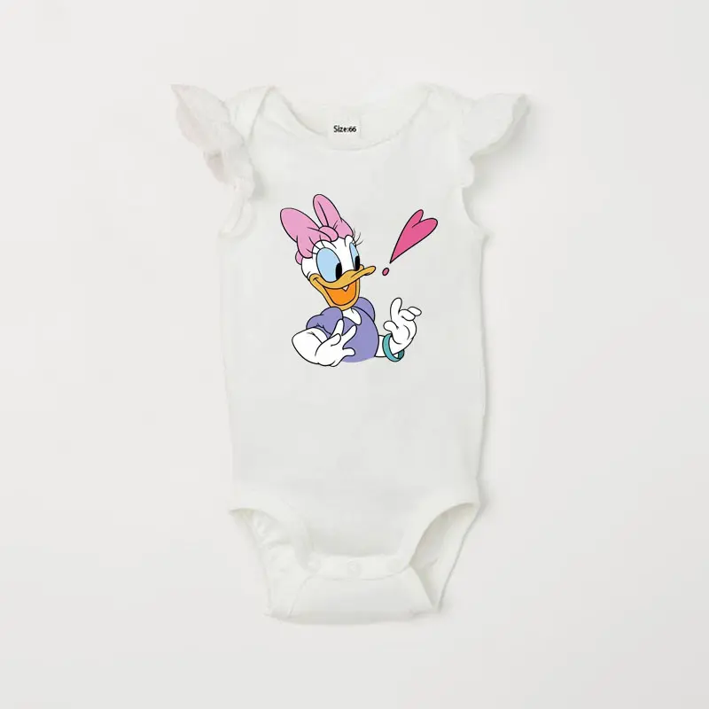 Fashion Sleeveless Baby Boy Romper Donald Duck Mickey Mouse Print Baby Clothes Summer Cotton Jumpsuits for Infant