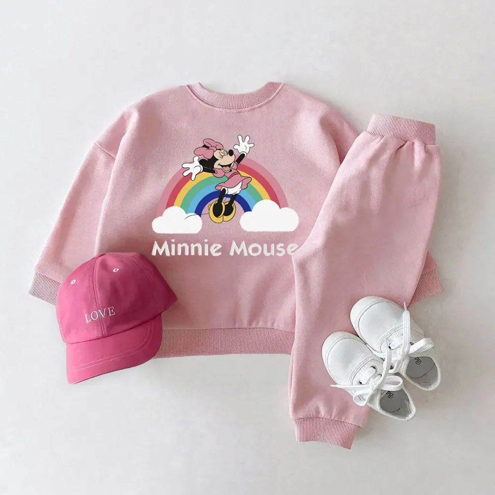 Autumn Baby Clothes Set Mickey And Minnie Print Baby Hoodies Casual Sports Toddler Suits Cartoon Baby Tops + Sweatpants 2PCS