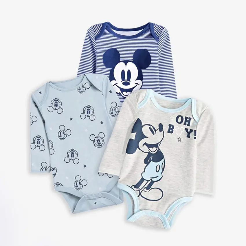 3Pcs Mickey Minnie Baby Boys Rompers Summer Spring Soft Cotton Baby Girls Climbing Clothes Newborn Bodysuits