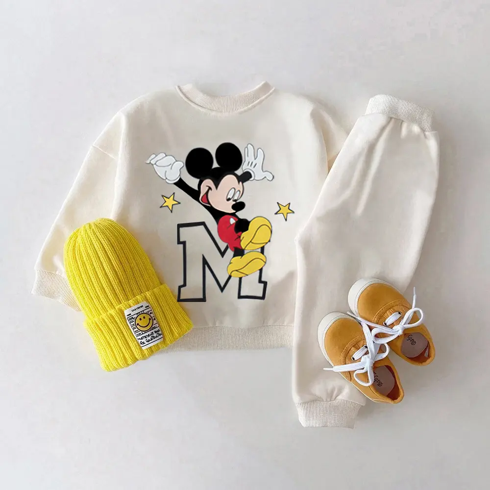 Autumn Baby Clothes Set Mickey And Minnie Print Baby Hoodies Casual Sports Toddler Suits Cartoon Baby Tops + Sweatpants 2PCS