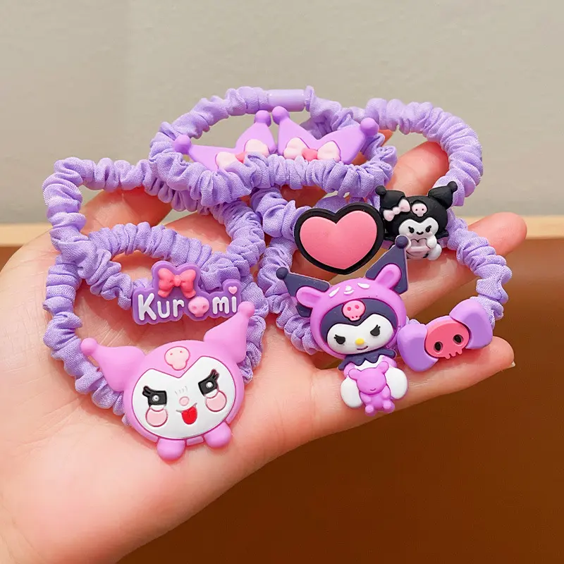 9pcs Kuromi Hair Accessories Girls Hair Care Cute Kuromi Rubber Band Does Not Harm Hair Hair Bands for Children