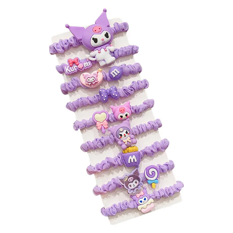 9pcs Kuromi Hair Accessories Girls Hair Care Cute Kuromi Rubber Band Does Not Harm Hair Hair Bands for Children