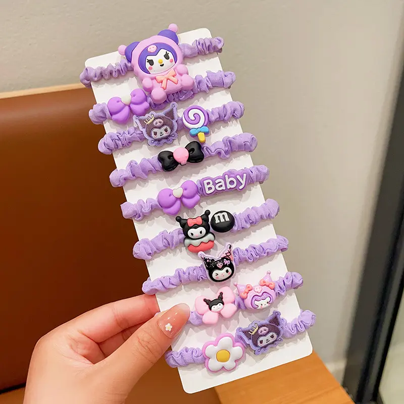9pcs Kuromi Hair Accessories Girls Hair Care Cute Kuromi Rubber Band Does Not Harm Hair Hair Bands for Children