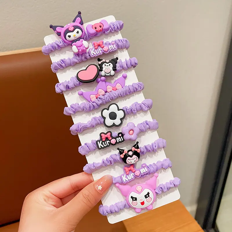 9pcs Kuromi Hair Accessories Girls Hair Care Cute Kuromi Rubber Band Does Not Harm Hair Hair Bands for Children