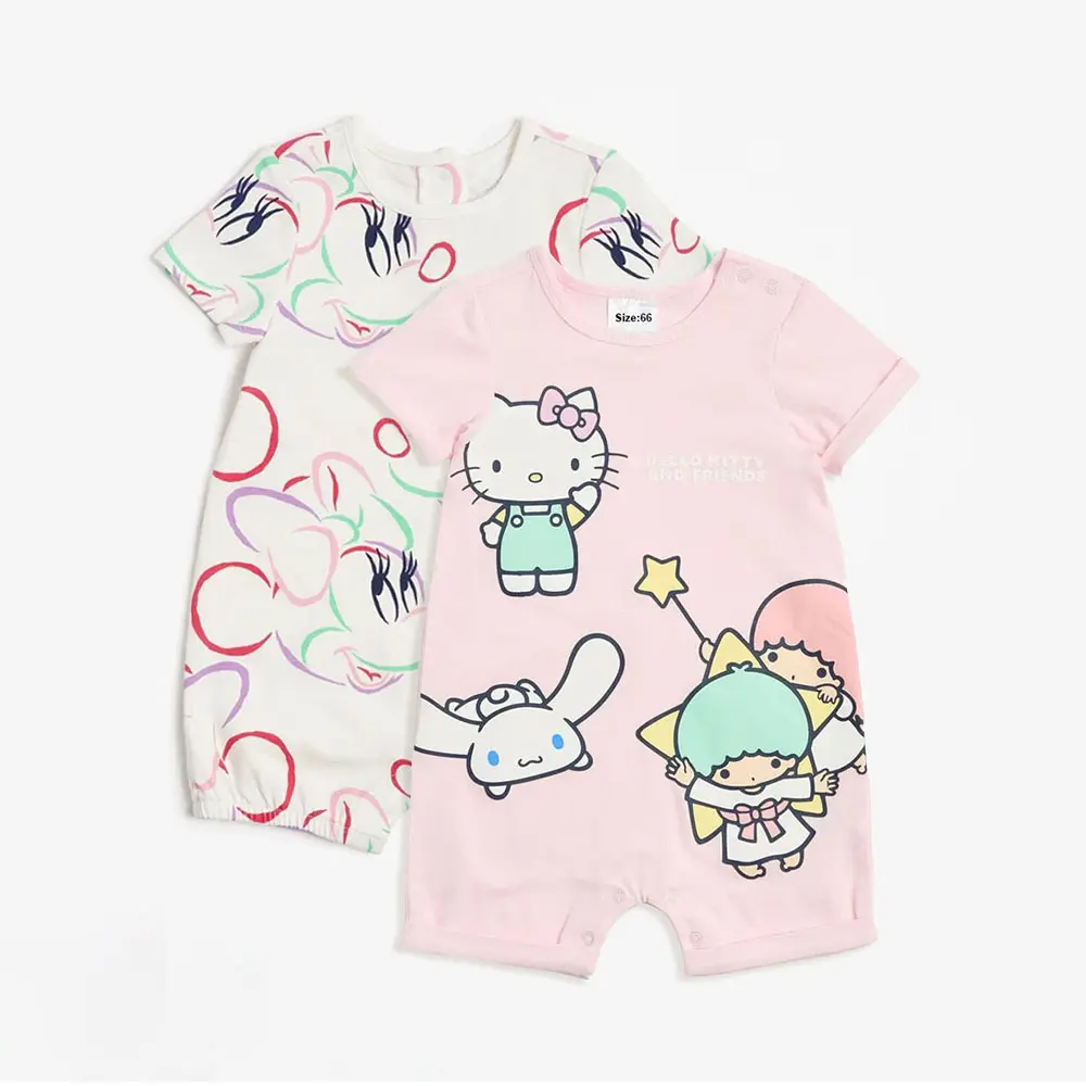 2Pcs/Pack Cute Summer Baby Jumpsuits Fashion Mickey Minnie Mouse Print Infant Rompers Newborn Boys Girls Clothes