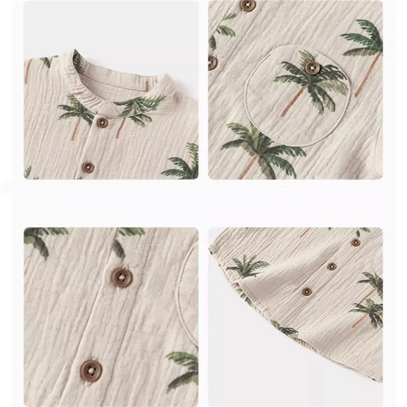 Summer Infant Boy Suits Organic Cotton Baby Short Sleeve Top + Pant Fashion Printed Kids Clothes Set
