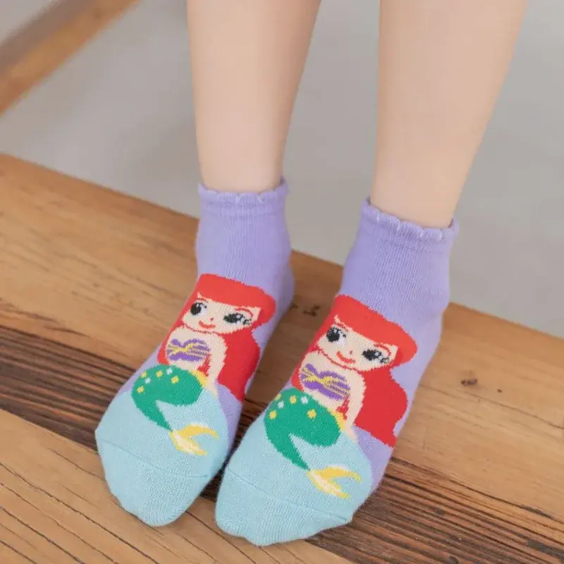 5Pairs/pack Princess Kids Girl Socks Comfortable Breathable Short Socks Spring Autumn Baby Girl Socks