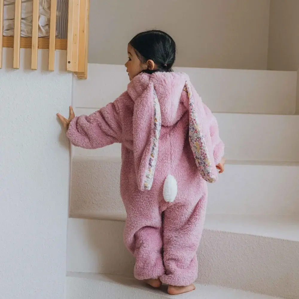 Autumn Spring Baby Girls Boys Rabbit Romper Newborn One-piece Jumpsuit Hooded Pajamas Boys Plush Homewear Outfits Baby Costume