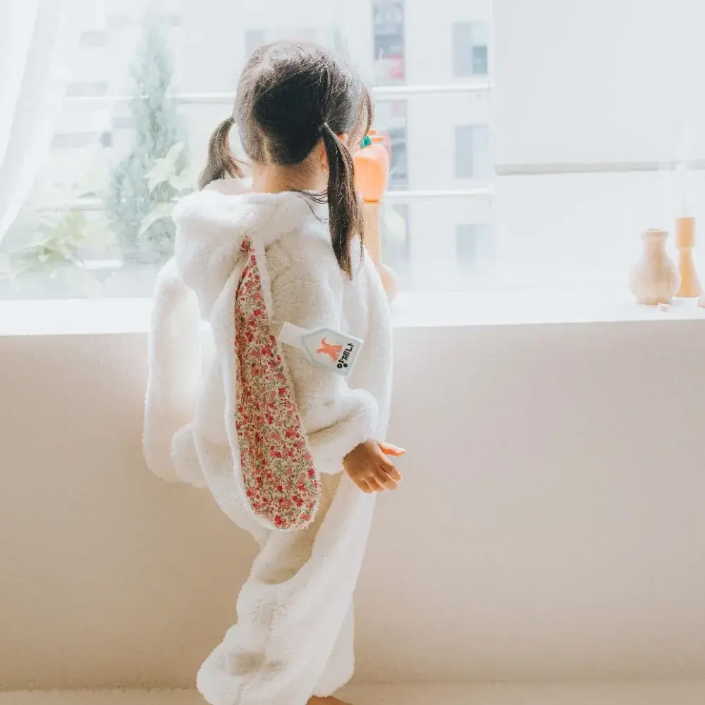 Autumn Spring Baby Girls Boys Rabbit Romper Newborn One-piece Jumpsuit Hooded Pajamas Boys Plush Homewear Outfits Baby Costume