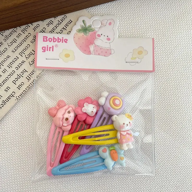 5Pcs Kawaii Toddler Girl Hair Clips Sanrio Kuromi My melody KT cat BB Clips Kids Girl Headwear Hair Accessories