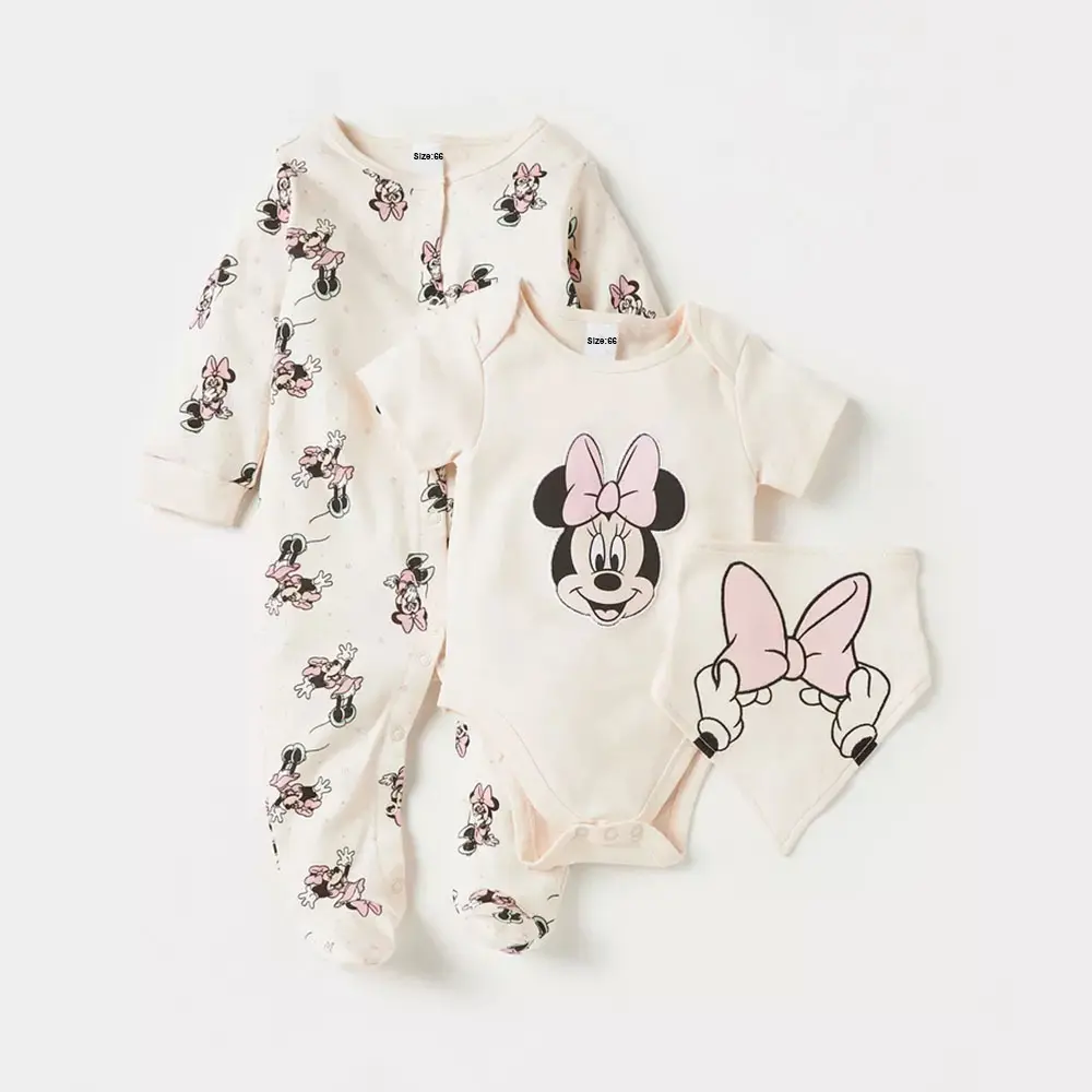 3Pcs 0-12M Newborn Clothes Baby Gifts Cute Hello kitty My melody Minnie Mouse Printed Rompers Spring Summer Infant Jumpsuits