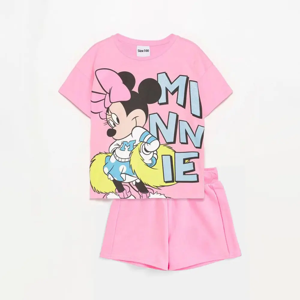 2Pcs Summer Kids Girl Outfit Sets Soft Cotton Stitch Toddler Girl Clothes Children's Costume Fashion Kids Girl Tees + Shorts