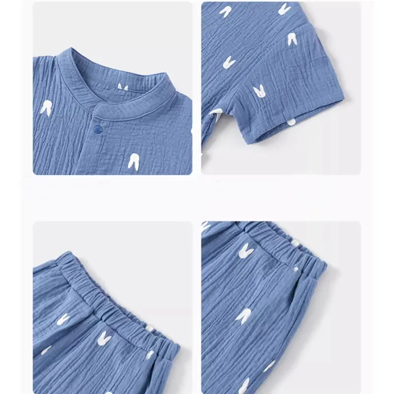 Summer Organic Cotton Baby Boy Suits Cute Printed Boy Short Sleeve Tshirt + Shorts Kids Clothes
