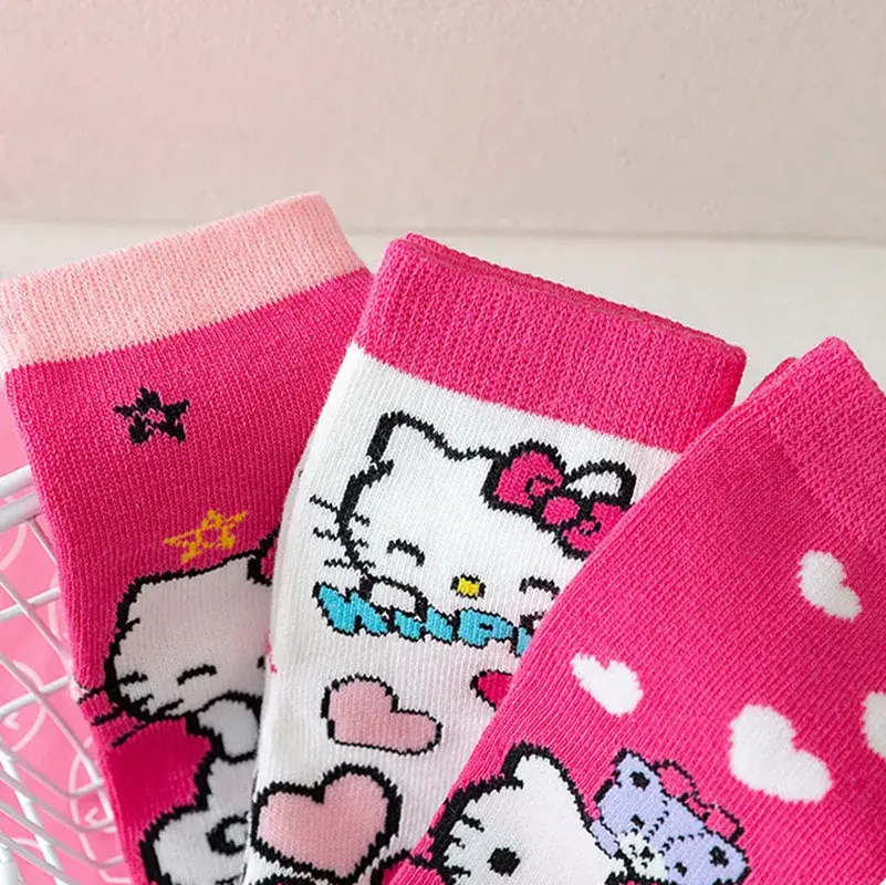 5Pairs Lovely Hello Kitty Baby Girl Short Socks Sanrio Kuromi My Melody Socks Comfortable Children Socks for Spring Summer