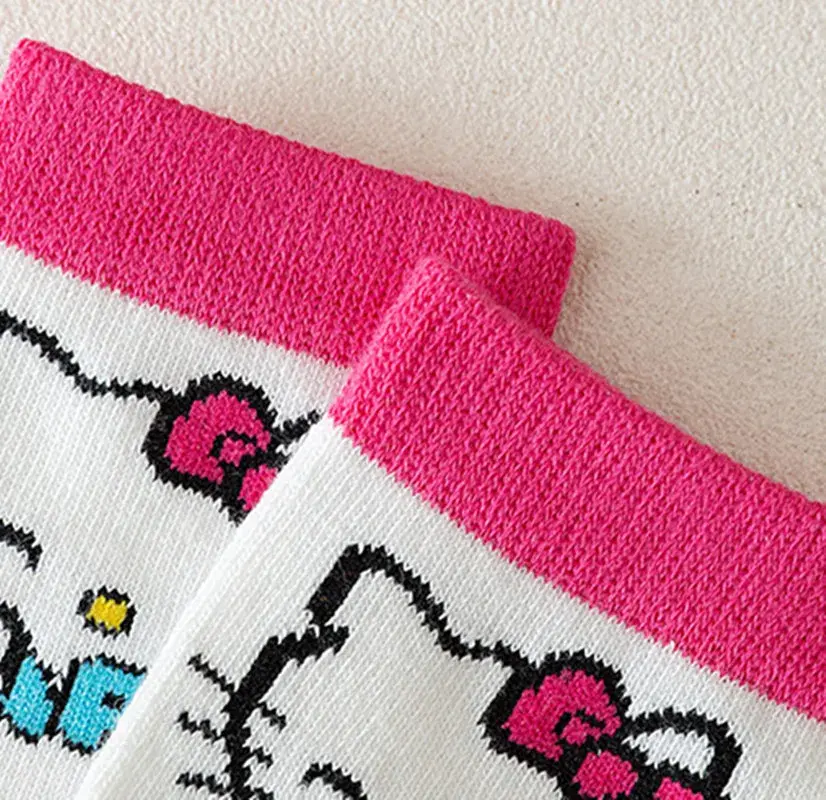 5Pairs Lovely Hello Kitty Baby Girl Short Socks Sanrio Kuromi My Melody Socks Comfortable Children Socks for Spring Summer