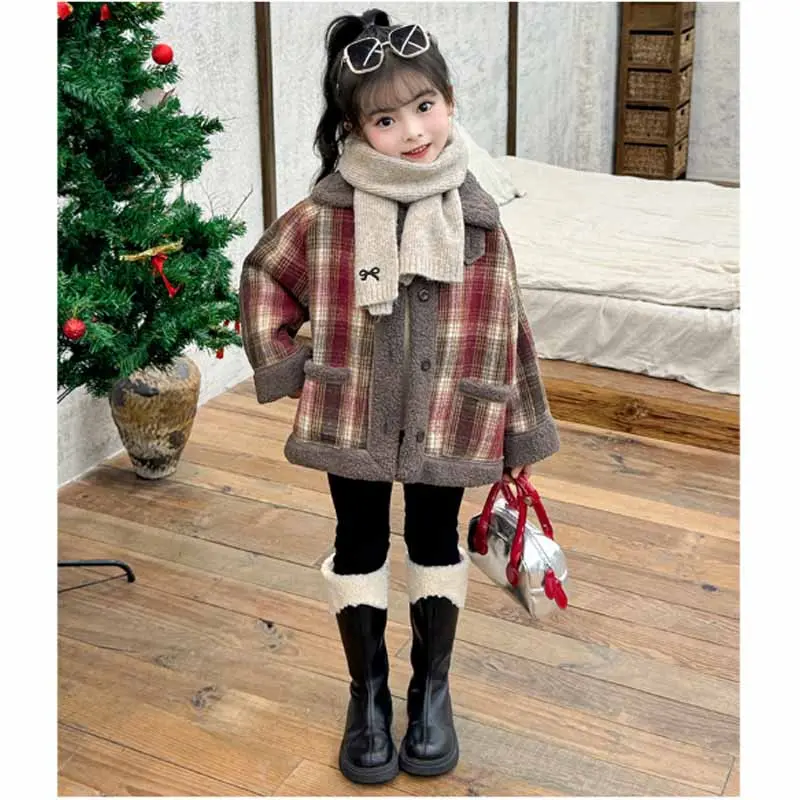 Girls Padded Jacket Winter Thickened Coat Children's Warm Cotton Clothes Autumn New Fashion Outerwear Kids Button Lapel Tops