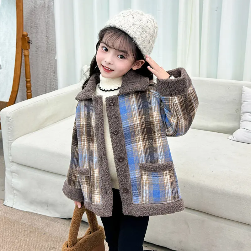 Girls Padded Jacket Winter Thickened Coat Children's Warm Cotton Clothes Autumn New Fashion Outerwear Kids Button Lapel Tops