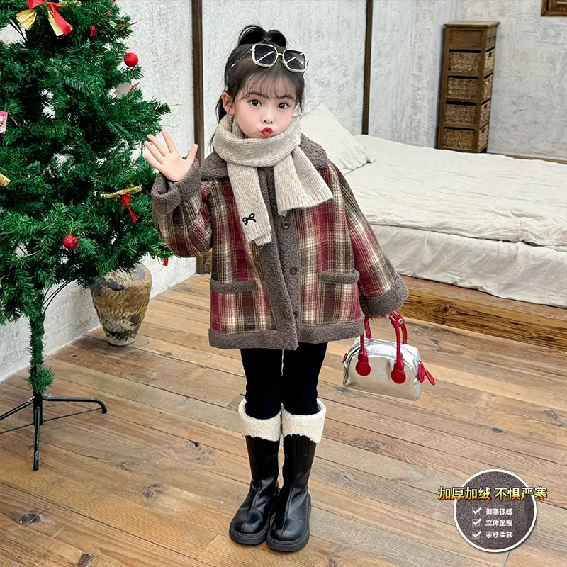 Girls Padded Jacket Winter Thickened Coat Children's Warm Cotton Clothes Autumn New Fashion Outerwear Kids Button Lapel Tops