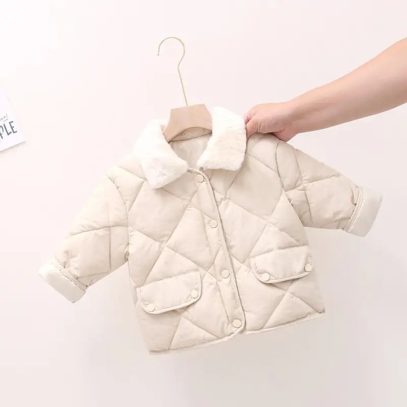 Girls Coat Winter Thick Cotton Jacket Baby Rabbit Fur Collar Coat Short Parkas Boy Warm Outerwear Kids Outdoors Clothes 2-6 Year