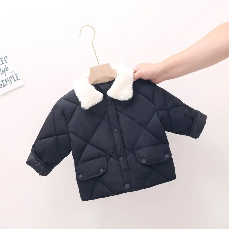 Girls Coat Winter Thick Cotton Jacket Baby Rabbit Fur Collar Coat Short Parkas Boy Warm Outerwear Kids Outdoors Clothes 2-6 Year