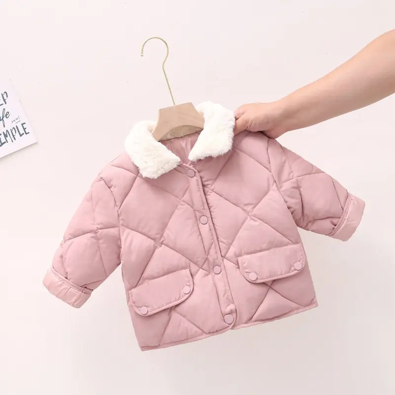 Girls Coat Winter Thick Cotton Jacket Baby Rabbit Fur Collar Coat Short Parkas Boy Warm Outerwear Kids Outdoors Clothes 2-6 Year