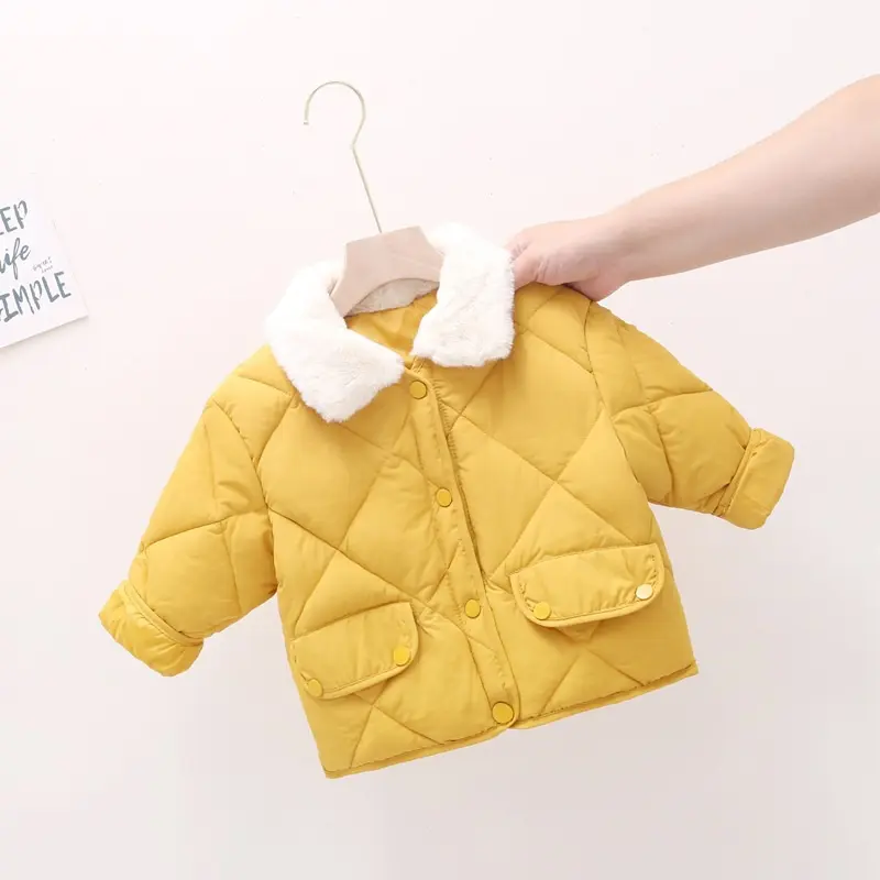 Girls Coat Winter Thick Cotton Jacket Baby Rabbit Fur Collar Coat Short Parkas Boy Warm Outerwear Kids Outdoors Clothes 2-6 Year