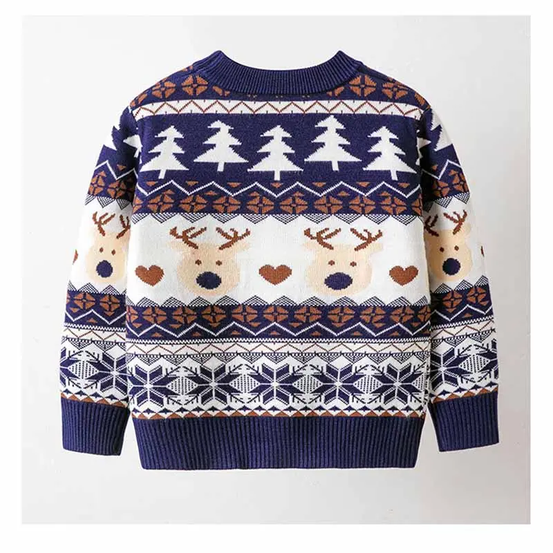 Boys Christmas Sweater Children Warm Pullover Girls Cartoon Knitted Autumn Winter Cotton Jumper New Kid Round Neck Casual Clothe