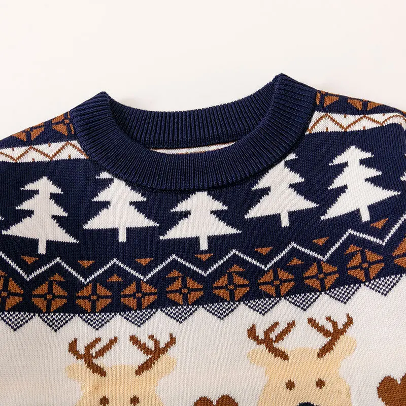 Boys Christmas Sweater Children Warm Pullover Girls Cartoon Knitted Autumn Winter Cotton Jumper New Kid Round Neck Casual Clothe