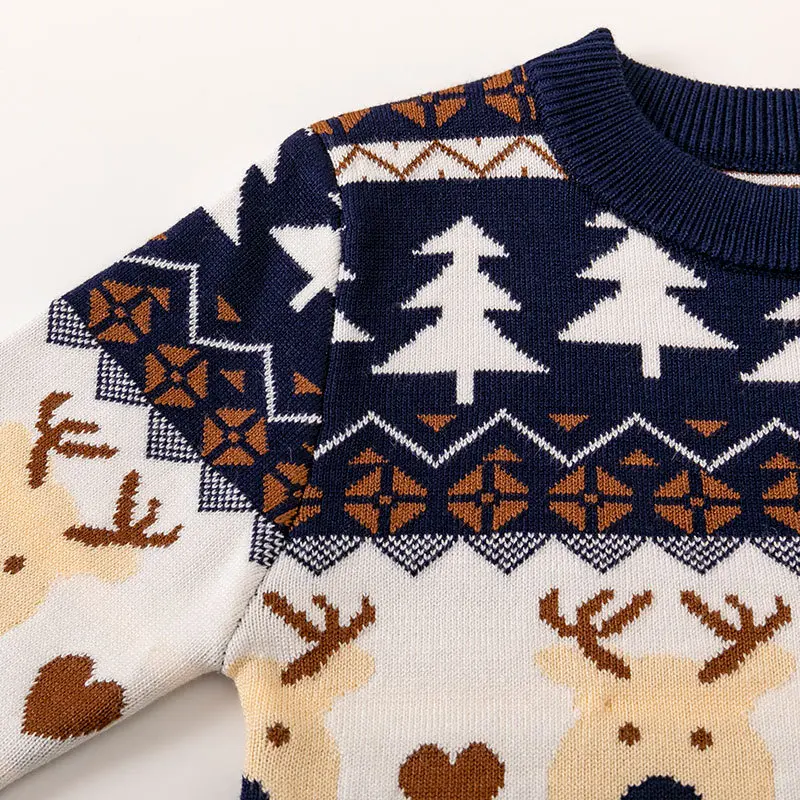 Boys Christmas Sweater Children Warm Pullover Girls Cartoon Knitted Autumn Winter Cotton Jumper New Kid Round Neck Casual Clothe