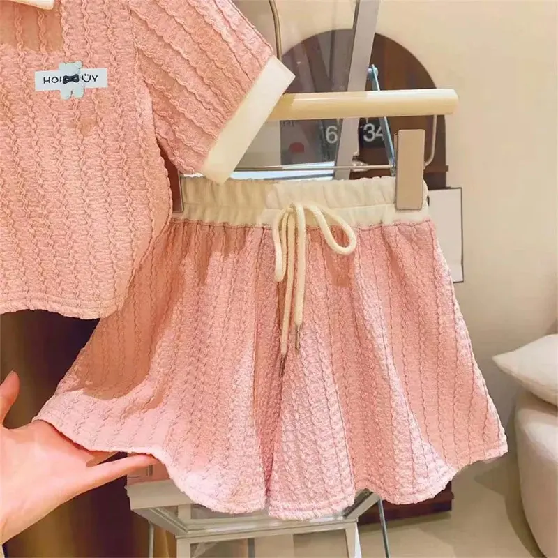 Girls Clothes Sets Baby Cute Sweet Suit Kids Casual Short Sleeve Top Pant 2Pcs Summer New Children Sweet Fashion Outfit  2-10Y