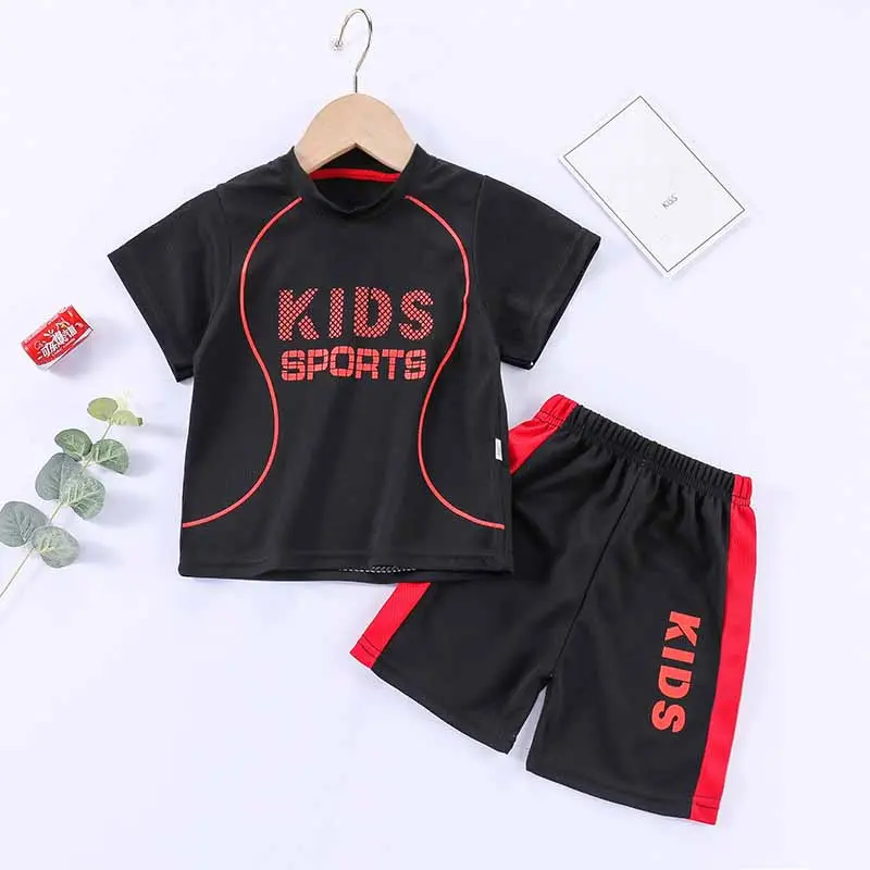 Kids Boys Clothes Sets Summer Sports Ball Suit Girls  Short Sleeve Basketball  T-shirt Shorts 2Pcs Children's Football Outfit
