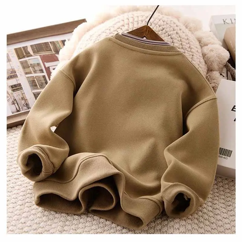 Winter Fleece Sweatshirt Boys Padded Coat Children Plus Velvet Outerwear New Teen Tops Autumn Warm Casual Clothes 5-14 Years Old